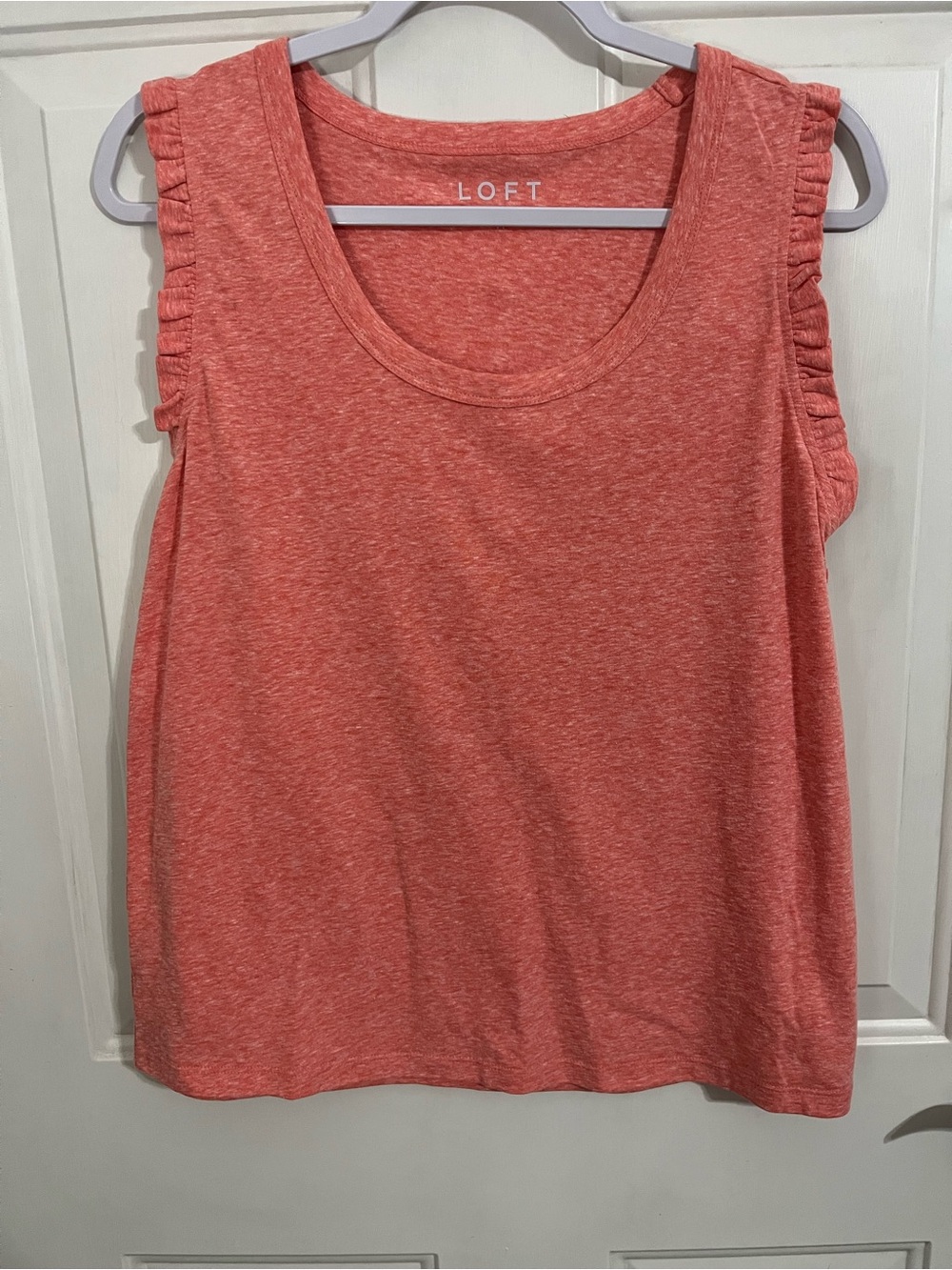 LOFT Coral Ruffle-Trim Tank Top